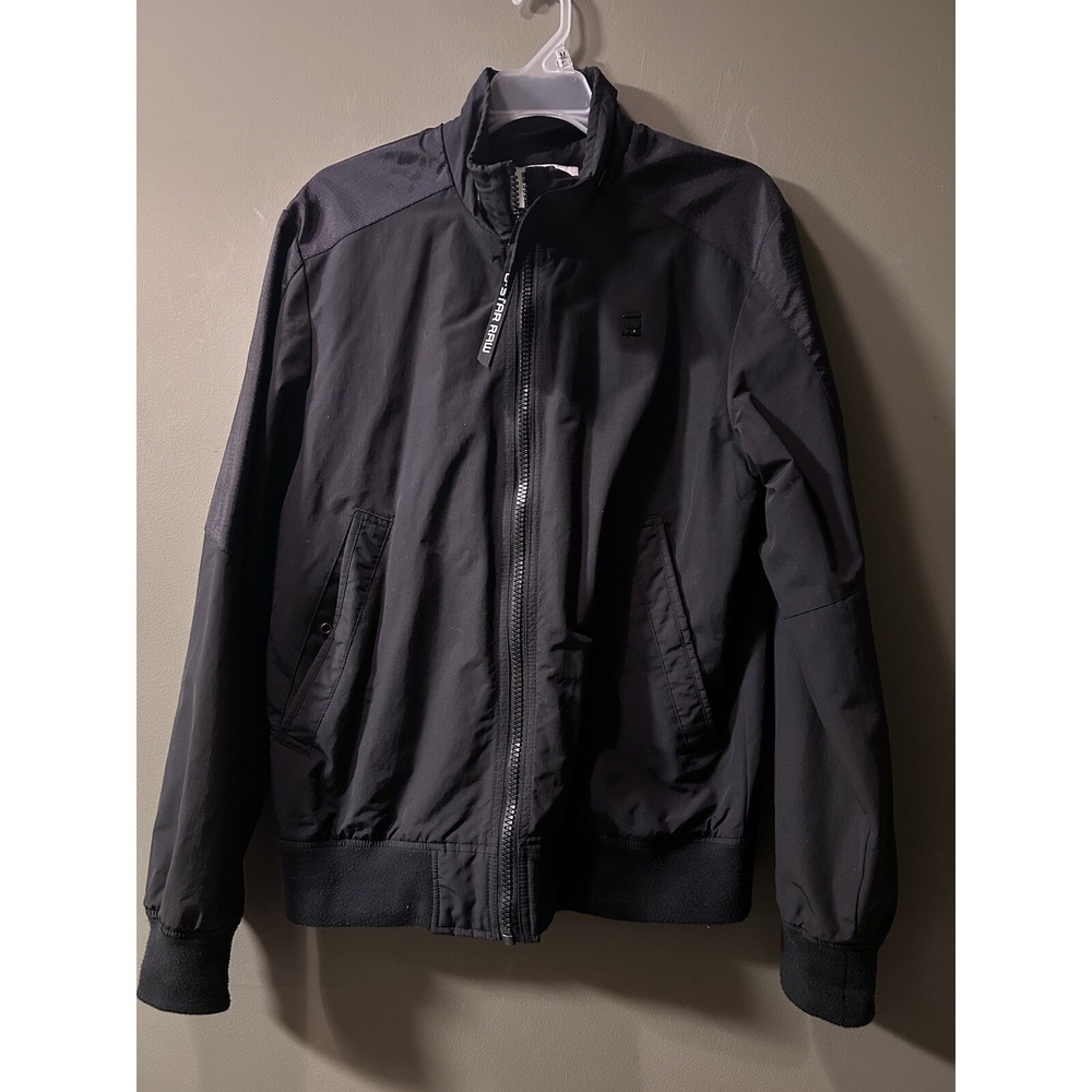 G-Star Raw Men's Dark Black Meson Full Zip Track Jacket Cafe Racer Members Only